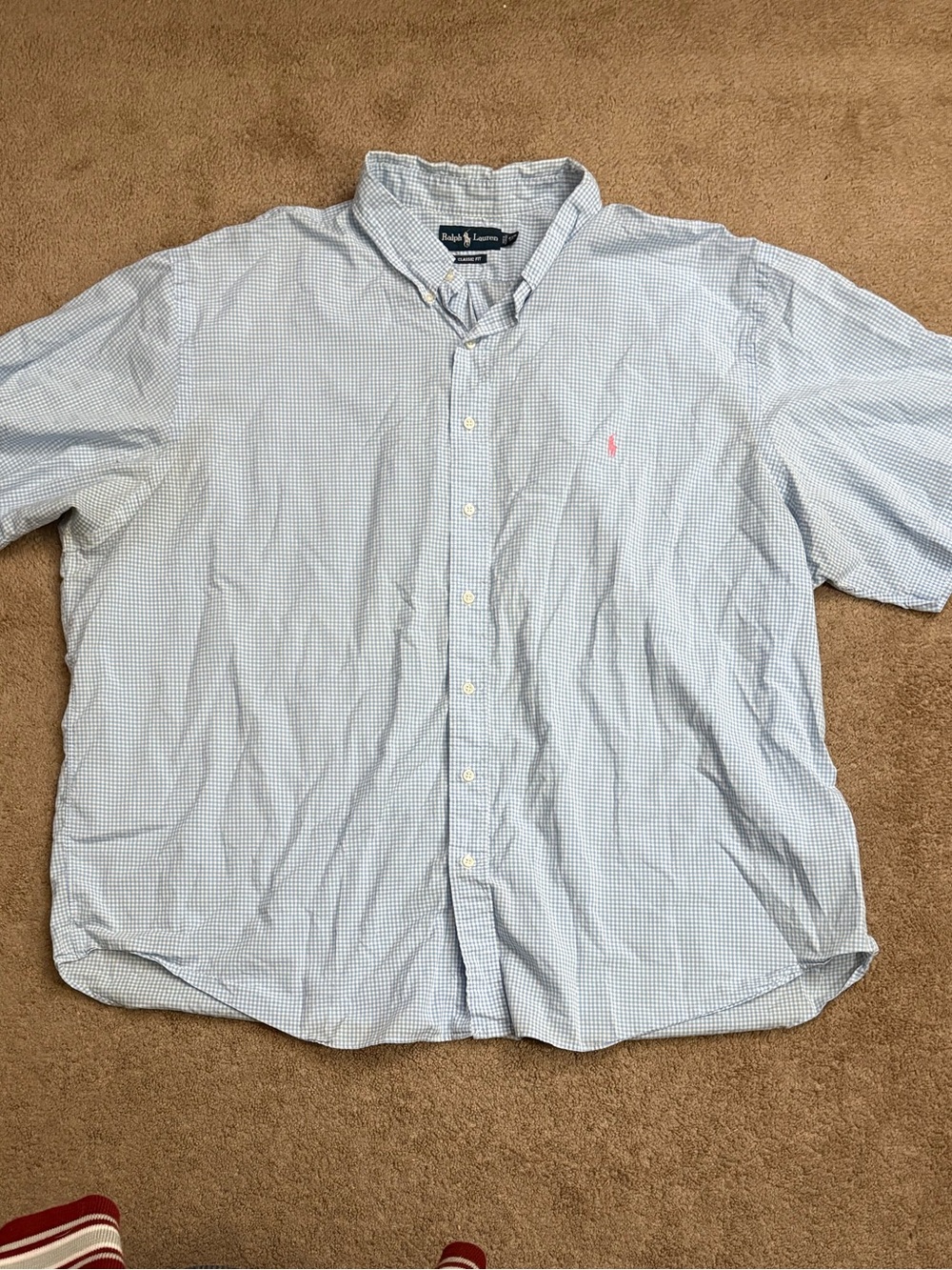 Polo Ralph Lauren 4XB Gingham Button Shirt Big Tall Pink Pony Casual Classic Fit